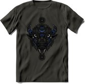 Bizon - Dieren Mandala T-Shirt | Donkerblauw | Grappig Verjaardag Zentangle Dierenkop Cadeau Shirt | Dames - Heren - Unisex | Wildlife Tshirt Kleding Kado | - Donker Grijs - 3XL