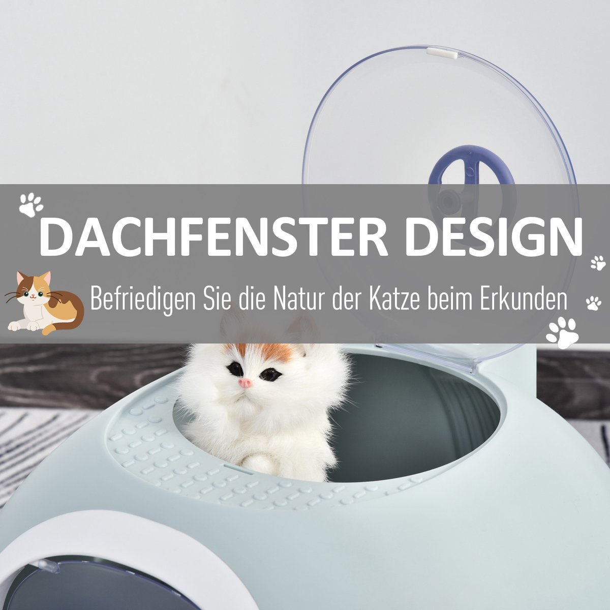 PawHut Bac à litière pour Chat Maison de Toilette bac à litière pour Chat  avec Porte battante, Pelle et Filtre Inclus dim. 43L x 44l x 47H cm - Vert  : 