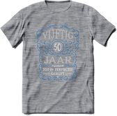 50 Jaar Legendarisch Gerijpt T-Shirt | Blauw - Grijs | Grappig Verjaardag en Feest Cadeau Shirt | Dames - Heren - Unisex | Tshirt Kleding Kado | - Donker Grijs - Gemaleerd - L