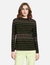 TAIFUN Dames Longsleeve met wijde opstaande kraag Schwarz gemustert-48