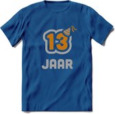 13 Jaar Feest T-Shirt | Goud - Zilver | Grappig Verjaardag Cadeau Shirt | Dames - Heren - Unisex | Tshirt Kleding Kado | - Donker Blauw - XXL