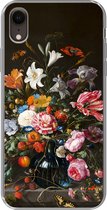 Geschikt voor iPhone XR hoesje - Vaas met bloemen - Jan Davidsz de Heem - Kunst - Siliconen Telefoonhoesje