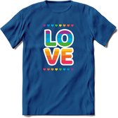 Love | Pride T-Shirt | Grappig LHBTIQ+ / LGBTQ / Gay / Homo / Lesbi Cadeau Shirt | Dames - Heren - Unisex | Tshirt Kleding Kado | - Donker Blauw - XXL