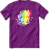 Pride Day | Pride T-Shirt | Grappig LHBTIQ+ / LGBTQ / Gay / Homo / Lesbi Cadeau Shirt | Dames - Heren - Unisex | Tshirt Kleding Kado | - Paars - L