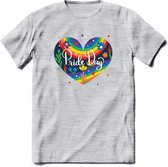 Pride Day | Pride T-Shirt | Grappig LHBTIQ+ / LGBTQ / Gay / Homo / Lesbi Cadeau Shirt | Dames - Heren - Unisex | Tshirt Kleding Kado | - Licht Grijs - Gemaleerd - M