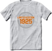 1925 Limited Edition Ring T-Shirt | Zilver - Goud | Grappig Verjaardag en Feest Cadeau Shirt | Dames - Heren - Unisex | Tshirt Kleding Kado | - Licht Grijs - Gemaleerd - S