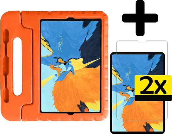 Coque pour iPad Pro 2018 11 pouces avec 2 protections d'écran et porte-crayons - Oranje