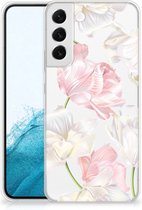 GSM Hoesje Geschikt voor Samsung Galaxy S22 Plus Back Case TPU Siliconen Hoesje Doorzichtig Mooie Bloemen