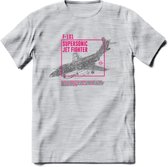F-101 Vliegtuig T-Shirt | Unisex leger Kleding | Dames - Heren Straaljager shirt | Army F16 | Grappig bouwpakket Cadeau | - Licht Grijs - Gemaleerd - M