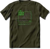 F-22 Vliegtuig T-Shirt | Unisex leger Kleding | Dames - Heren Straaljager shirt | Army F16 | Grappig bouwpakket Cadeau | - Leger Groen - S