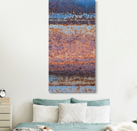 Canvas schilderij 80x160 cm - Wanddecoratie Roest - IJzer - Platen - Muurdecoratie woonkamer - Slaapkamer decoratie - Kamer accessoires - Schilderijen