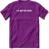 1.5 meter Bier T-Shirt | Unisex Kleding | Dames - Heren Feest shirt | Drank | Grappig Verjaardag Cadeau tekst | - Paars - L