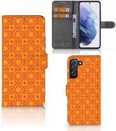 Wallet Book Case Geschikt voor Samsung Galaxy S22 Plus Telefoonhoesje Batik Orange