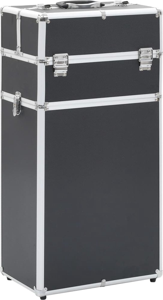 vidaXL Make-up trolley aluminium zwart