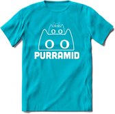 Purrramid - Katten T-Shirt Kleding Cadeau | Dames - Heren - Unisex | Kat / Dieren shirt | Grappig Verjaardag kado | Tshirt Met Print | - Blauw - 3XL