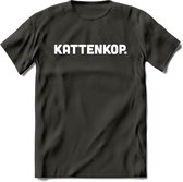 Kattenkop - Katten T-Shirt Kleding Cadeau | Dames - Heren - Unisex | Kat / Dieren shirt | Grappig Verjaardag kado | Tshirt Met Print | - Donker Grijs - M