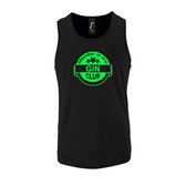 Zwarte Tanktop sportshirt met "Member of the Gin club" Print Neon Groen Size XXXL