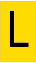 Mini letter L, geel zwart 22,8 x 38 mm - 12/vel
