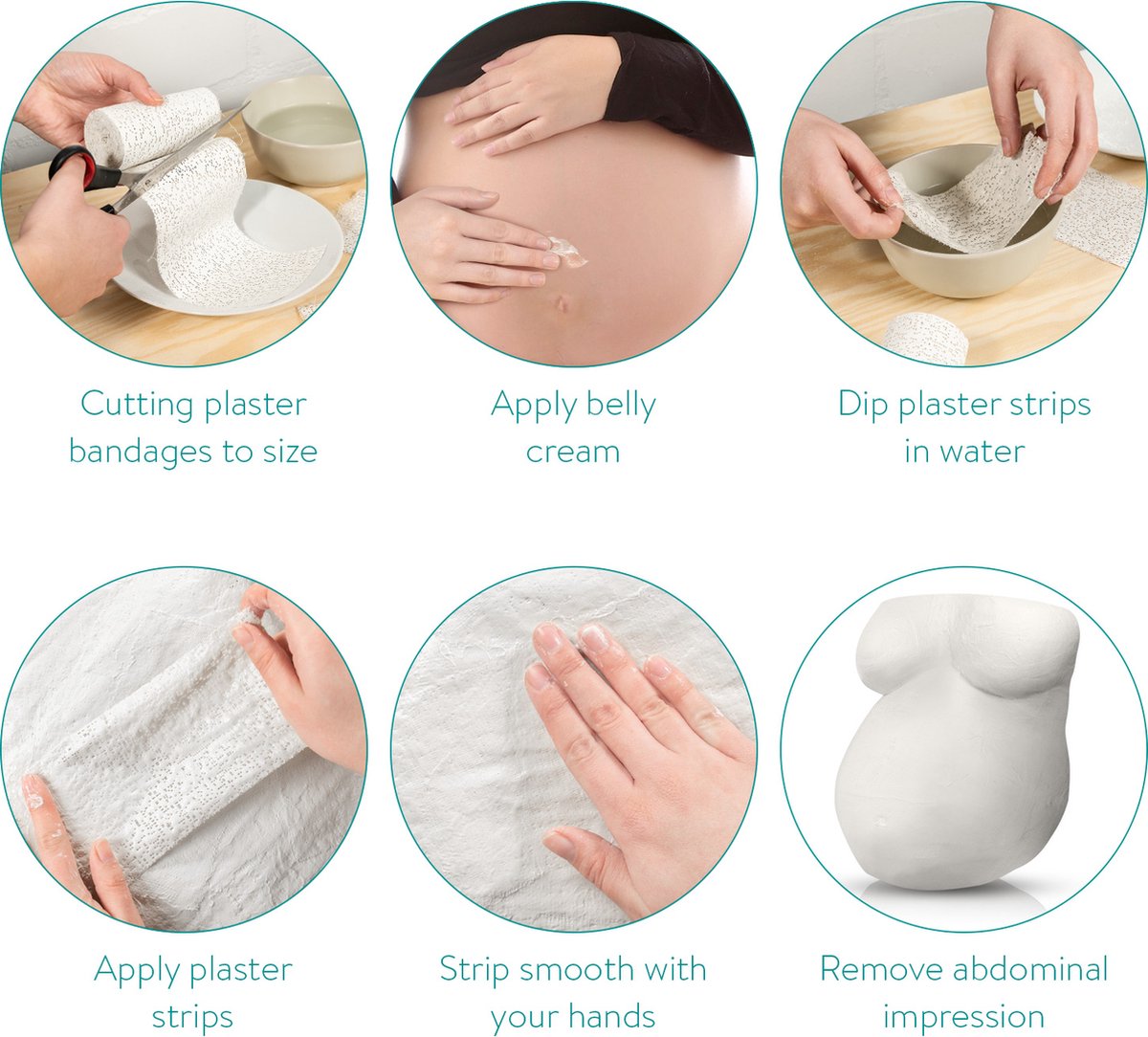 Navaris gipsverband kit - Huidvriendelijk gipsbuik pakket - Voor kunst, handvaardigheid, modelbouw en mallen - Set van 6 rollen - 3 m x 10 cm — afbeelding 4