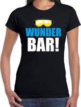 Apres ski t-shirt Wunderbar zwart  dames - Wintersport shirt - Foute apres ski outfit/ kleding/ verkleedkleding S