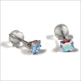 Aramat jewels ® - Zirkonia zweerknopjes vierkant 4mm oorbellen ab transparant chirurgisch staal