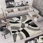 Tapiso Qmega Vloerkleed Zwart Grijs Modern Karpet Tapijt Maat- 300x400