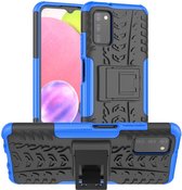 Samsung Galaxy A03s Hoesje Hybride Back Cover met Kickstand Blauw