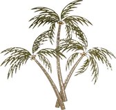 Wanddecoratie Palm 90*8*100 cm Groen, Bruin Ijzer Rechthoek Palmboom Muurdecoratie Wandversiering