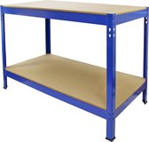 Q-rax werkbank - Blauw- 100 cm breed - 100 % boutloos - Draagkracht: 200 kg per plank