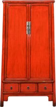 Fine Asianliving Antieke Chinese Bruidskast Rood Glanzend B77xD43xH183cm Chinese Meubels Oosterse Kast