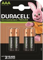 4. Duracell Rechargeable AAA 750mAh batterijen