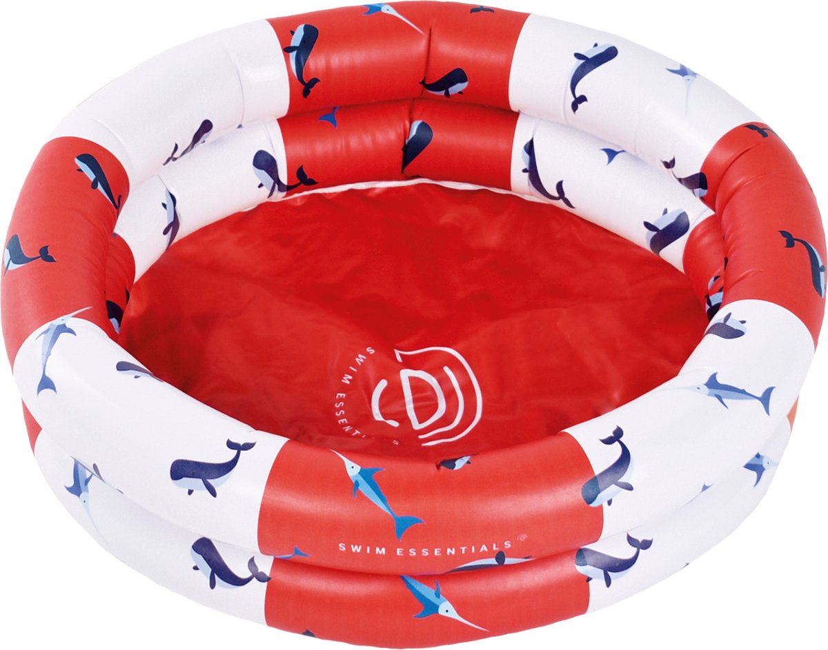 Swim Essentials Babyzwembadje Opblaasbaar - Zwembad Baby - Rood/Wit Walvis - Ø 60 cm
