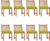 Decoways - Tuinstoelen 8 st met kussens massief teakhout
