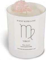 Scent With Love - Sterrenbeeld geurkaars in glas met kristal - Zodiac candle virgo - Wit - Vegan kaars - Luxewoondecoratie.nl