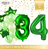 Cijfer Ballon 34 Jaar Groen Forrest Green Boeket * Hoera 34 Jaar Verjaardag Decoratie Set van 15 Ballonnen * 80 cm Verjaardag Nummer Ballon * Snoes * Verjaardag Versiering * Kinder