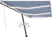 Everest Luifel handmatig uittrekbaar met LED 600x300 cm blauw en wit