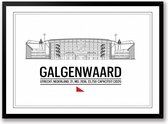 Stadion Galgenwaard poster | wanddecoratie FC Utrecht zwart wit poster | Liggend 70 x 50 cm