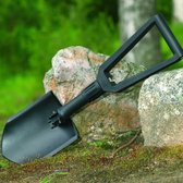 Fiskars opvouwbare spade voor kampeerders en bergbeklimmers, Kan ook gebruikt worden als schep en schoffel, Met canvas tas, Lengte (uitgevouwen): 59 cm, Gehard boriumstaal, Zwart, 1000621