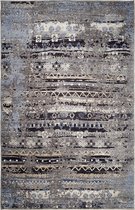 Vintage Vloerkleed Laagpolig "Medieval Art" Grijs met Zwarte accenten 160x230 cm