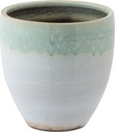 Bloempot | keramiek | wit - groen | 24x24x (h)26 cm