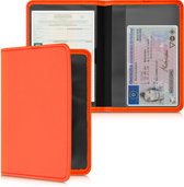 Housse kwmobile pour certificat d'immatriculation et permis de conduire - Étui avec porte-cartes en orange fluo - Housse en néoprène