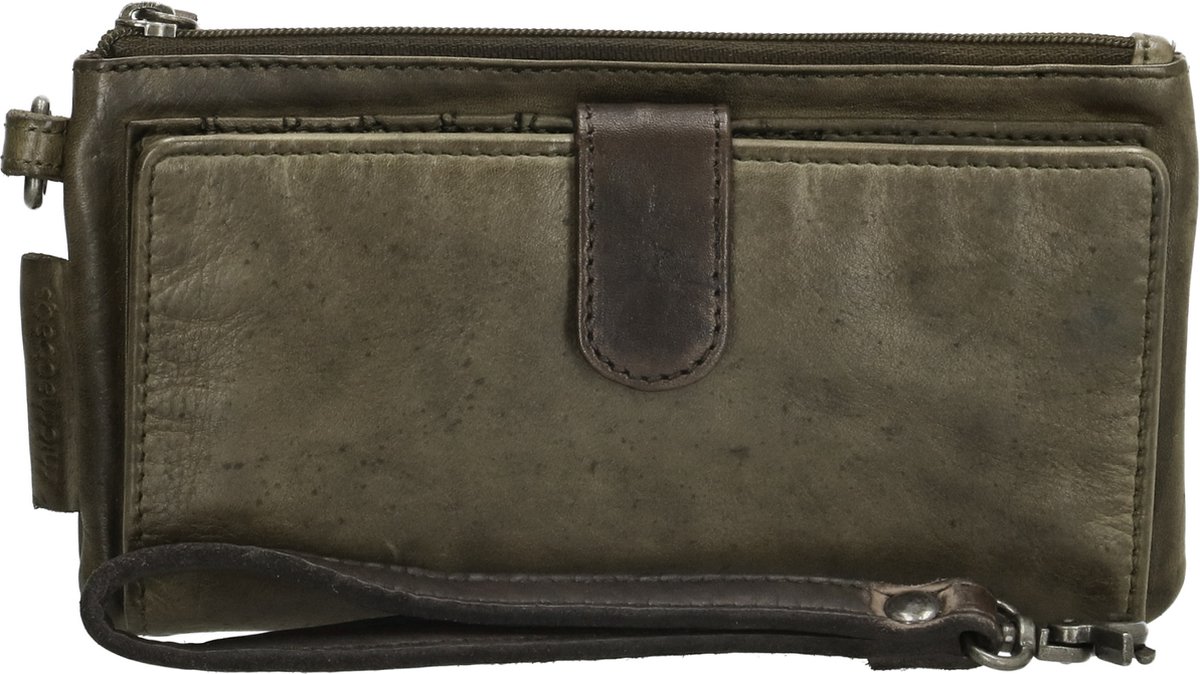 Hide & Stitches Highland Park Portemonnee - 100% Leer - Olijfgroen