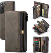 CASEME - Samsung Galaxy S22+ hoesje - Luxe Multi Portemonnee - Bruin