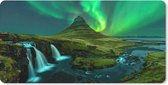 Bureaumat - Noorderlicht - Waterval - Berg - IJsland - 80x40 - Muismat