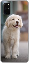 Geschikt voor Samsung Galaxy S20 Plus hoesje - Een Golden Retriever puppy lopend op de stoep - Siliconen Telefoonhoesje