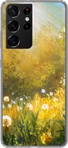 Geschikt voor Samsung Galaxy S21 Ultra hoesje - Bloemen - Zomer - Aquarel - Siliconen Telefoonhoesje