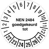 NEN 2484 goedgekeurd tot sticker 22-27, PVC 40 mm - 10 per kaart