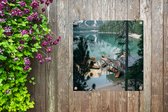 Posters de jardin Vue aérienne du lac Lago di Braies en Italie - 50x50 cm - Toile jardin - Affiche extérieure