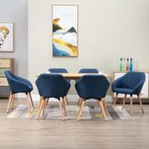 Decoways - Eetkamerstoelen 6 stuks stof blauw