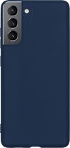 Hoesje Geschikt voor Samsung S21 FE Hoesje Siliconen Cover Case - Hoes Geschikt voor Samsung Galaxy S21 FE Hoes Back Case - Donkerblauw.
